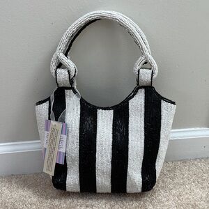Beaded Black and White Handbag